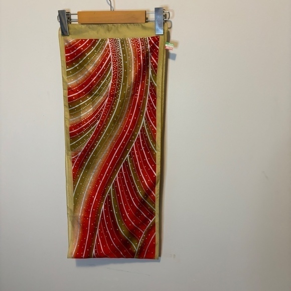 Vintage, Made in Italy, Red, Silver, Beige Scarf, Circa 1970s - Picture 2 of 6